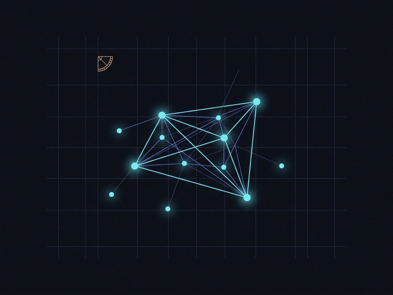 A constellation of cyan stars connected by a web of lines; bright cyan lines mark strong agreement and dim indigo lines mark weaker associations.